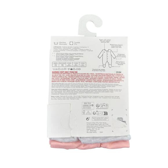 Disney Baby at Primark 3 Sleepsuits Cotton Rich Minnie Mouse Size 3-6 Months - Picture 2 of 4